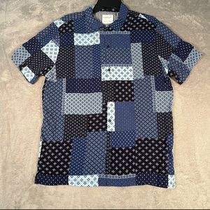 Denim & Flower by Ricky Singh Button Down Shirt Men's Large Blue Short Sleeve